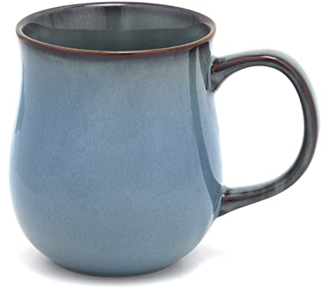 SECELES 500ml Large Ceramic Coffee Mug, 20 Oz Handmade Kiln Change Glaze Big Tea Cup for Office and Home, with Large Handle, Hot and Cold Drinking, Microwave Dishwasher Freezers Safe (Mist Blue)