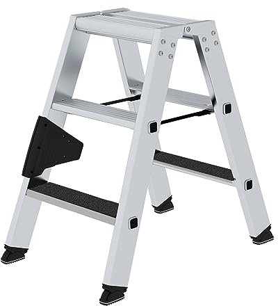 PROREGAL Stufen-Stehleiter | beidseitig begehbar mit Clip-Step R13 | 2x3 Stufen | Leiter, Teleskopleiter, Trittleiter, Bockleiter, Sprossen-Doppelleiter