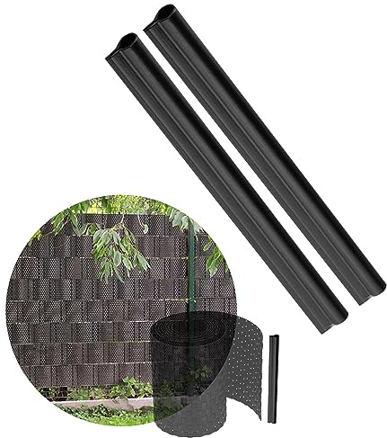 KADAX 2er Set Klemmschienen für Sichtschutzstreifen, Befestigungsclips aus Kunststoff, Klemmstreifen, Clips für Zaunfolie, Endclips (Set, Schwarz)