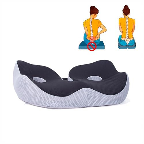 HAZARA Orthopädisches Sitzkissen, Sitzkeilkissen Aus Memory-Schaum, Sitzkissen Bürostuhl Orthopädisch for PregnancyCoccyx,Bed Sores,Post Natal,Sciatica,B-Black