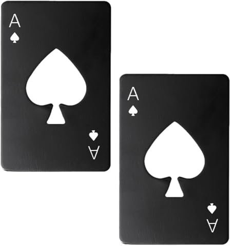 Abrebotellas 2 piezas acero inoxidable cerveza tapa Ace of Spades Poker en forma de abrelatas para la familia bar fiesta herramientas