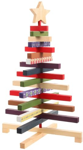 EXCEART ÁRbol De Navidad Giratorio De Madera DecoracióN De Mesa Centro De Mesa Pino Artificial para DecoracióN De Hogar Y Ventanas Fiesta Navideña