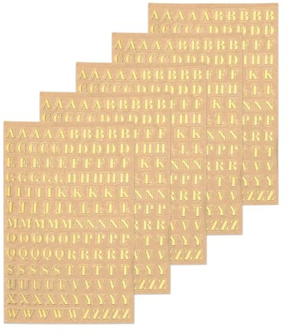 QUARKZMAN 5 Blätter Buchstabenharz-Aufkleber 3D Klein A bis Z Gold Mini Alphabet Aufkleber Metallischer Glanzlegierung Großbuchstaben für Harz-Nagel Scrapbooking 4,5 mm