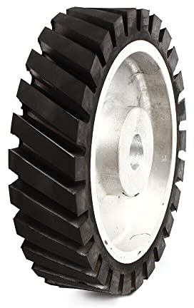 200 mm Gummirad für Bandschleifer, Gummi-Ersatzwalze, Gummirad, Aluminiumkernwalze, Aluminiumkern auf Bandzähnen, einbaufertig.