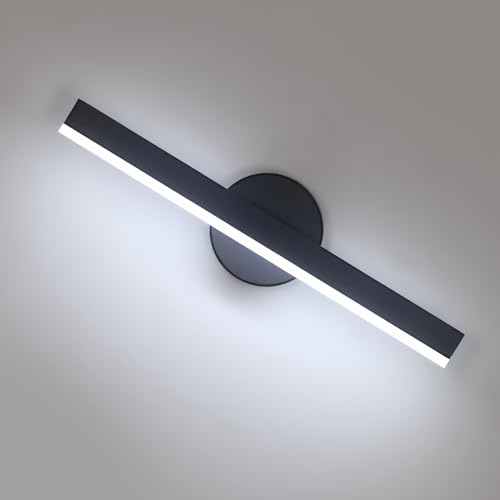 Riserva 12W Applique Murale Moderne, Blanche Froide 6500K, Rotation 300 Degrés, Lampe Murale Intérieur LED Noir 38cm, pour Salon, Chambre, Couloir