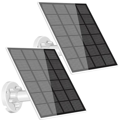 Lot de 2 panneaux solaires pour caméra de sécurité 5 W - Chargeur solaire USB IP65 étanche avec montage réglable à 360° - Port micro USB de 2,8 m - Port USB-C