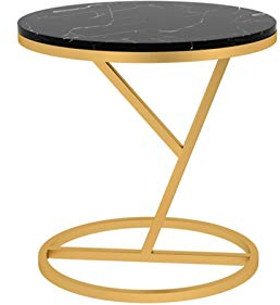 IMYOGI Exquisite Nachttische, Kleiner runder Tisch aus Metall, einlagiger Couchtisch mit Marmor-Finish, Heimbüro, Empfangsraum, Sofa, Beistelltisch, Korbtisch (Farbe: A, Größe: 40 x 40 x 55 cm)