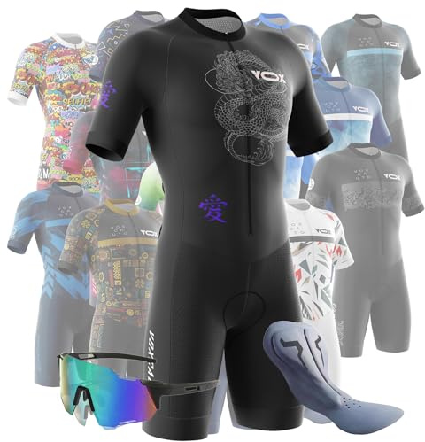 Cykling, skinndräkt, gel, vadderad, triathlon kostym, herr, triathlon triathlon tri-dräkt, kortärmad cykelskinndräkt med 3 bakfickor, snabbtorkande, Typ-13, M