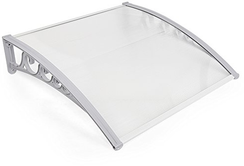 OHMG Auvents de Porte et de Fenêtre - Toit Marquise en Polycarbonat, Aluminium, Protection Contre la Pluie et UV (B-80 x 120 cm)