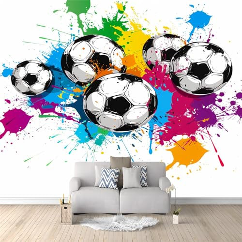 Art Photo Wallpaper Graffiti Football Non-Woven Living Room Bedroom Wall Decoration - 150 x 105 cm Photo Mural- Living Room Sofa TV Background Wall Decor