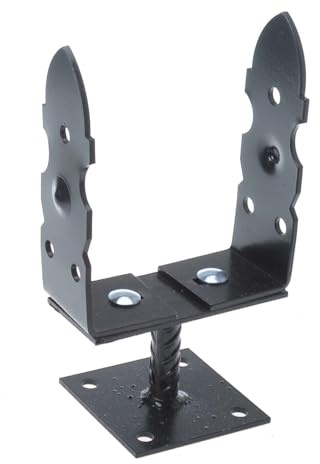 Aqbau® U-Pfostenträger verstellbar 0-200 mm Aufschrauben Pfostenträger Verstellbar für Holzpfosten Aufschraubhülse Pfostenanker U-Form Schwarz