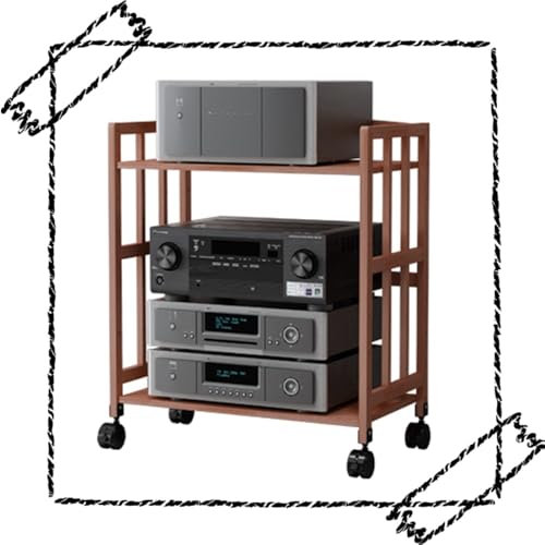 ILOOXI 2/3/4-lagiger HiFi-Audioschrank Mit Verstellbarem Regal Und Rädern HiFi-Rack AV-Regal, Holz AV-Medienständer, Audio-Rack-Schrank(2 Tier-high 75cm,Length-50cm)