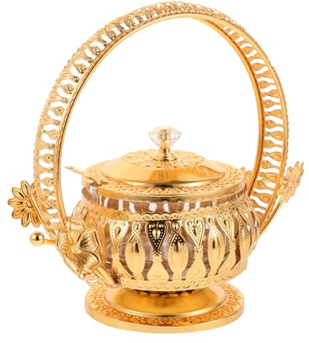Luxshiny 1ensemble Conteneur à Épices Doré Pot à Sucre Multifonction Rangement Décoratif Pour Condiments Accessoire De Cuisine Élégant Et Pratique