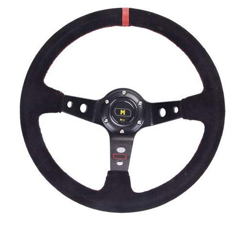 Sportlenkrad,Drifting Steering Wheel,Lenkrad Unversal 14inch 350mm Car Racing Lenkrad Tief Corn Driften Veloursleder Rutschhemmende Sport-Lenkrad(Pink Line)