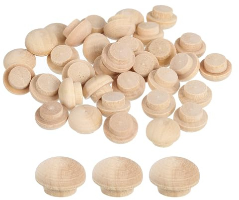 QUARKZMAN 40 st tryckknappar i trä, 8 mm/0,31 tum Hål i hårt trä träpluggar hålpluggar träskruvar för möbelbearbetning träbearbetning hantverksdekorationer (12 mm x 8 mm)