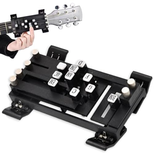 Guitar-Akkordpresse für Anfänger Gitarrenhilfe Lernstarter, Guitar Chord Trainer Notwendig, Callouse, One-Touch-Akkorde-Gitarren-Accessoires für Gitarrenliebhaber-Anfängergeschenk, Black zu entw
