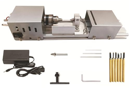 oiakus Mini Tour Multimétal, Ensemble Standard De Tour À Outils De Bricolage, Usinage CNC avec Réglage À 7 Vitesses, Outil Rotatif De Polissage, Ensemble Standard pour Sculpter La Pierre À Bois