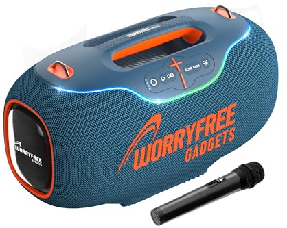 Altavoz Bluetooth inalámbrico de 350 W, 24 Horas de reproducción, Luces RGB, micrófono con Ecualizador y Control de Volumen, Rango de 10 m, (Azul)