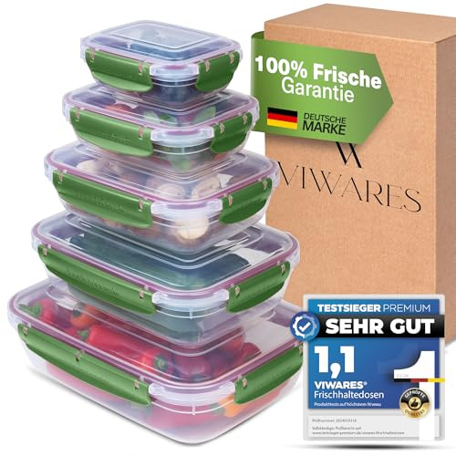 Viwares Frischhaltedosen Set - Praktisches Mikrowellengeschirr | 5 Aufbewahrungsboxen Mit Deckel für Küche und Lebensmittel - Meal Prep Boxen