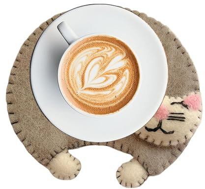 Tappetino per tazza di gattino, sottobicchiere portabicchieri in feltro, sottobicchiere in feltro per gatti. Tappetino per tazza di bevanda-sottobicchiere in feltro resistente al calore per bar