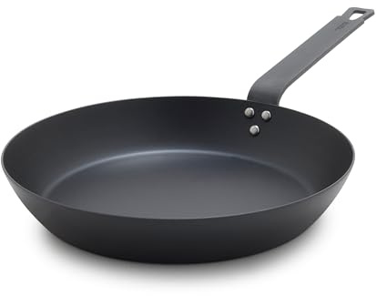 GreenPan x Bobby Flay - Sartén de acero al carbono de 12 pulgadas, presazonada, naturalmente antiadherente, sin PFAS, resistente, segura para altas temperaturas, duradera y versátil para estufa, horno
