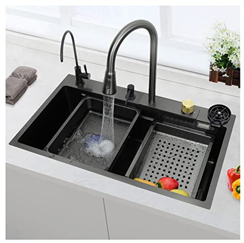Lavello da cucina in acciaio inox fatto a mano singolo 71 cm quadrato sottopiano lavabo per verdure integrato lavello per la casa (argento, 71 x 42 cm)