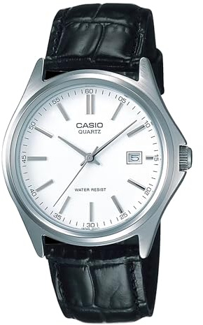 Casio MTP1183E-7A Men's Standard Leather Band White Dial 3-Hand Date Analog Watch