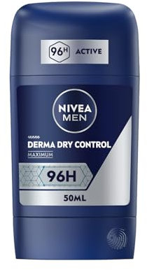 NIVEA MEN - Stick Masculin Derma Dry Control - Déodorant Homme 96H Anti-Transpirant - Protection Maximum Contre la Transpiration Intense & les Odeurs - Derma Control - Tous Types de Peaux - 50 ml
