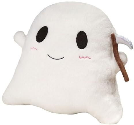 TROYSINC Geister Plüschtier Schaf Kuscheltier, Cartoon Geist mit Sichel Plüschtier Weich Plüsch Puppe Spielzeug Stofftier Plüschkissen Halloween-Dekoration Für Kinder Geschenk (S,Weiß)