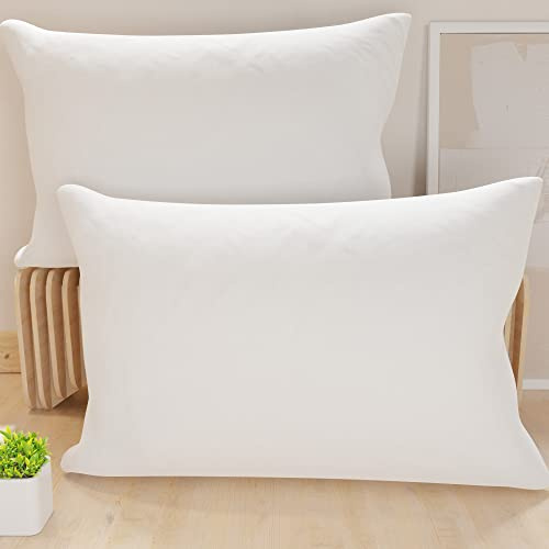 PETTI Artigiani Italiani - 2er-Set Kissenbezüge 50x30 cm aus Mikrofaser, Dekokissen-Bezüge für Schlafzimmer und Sofa, Set mit 2 Kissenhüllen, Einfarbiger Kissenbezug Weiß, 100% Made in Italy