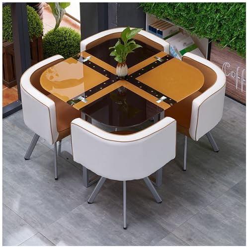 Tische und Stühle Aus Gehärtetem Glas, Runder/Quadratischer Konferenztisch, Moderner Esstisch für Die Küche Zu Hause, Esszimmer, Essecke,5