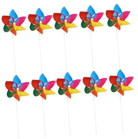 HEALSOPTHY 25pcs Hexagonal Plastic Windmills Colorful Rainbow Pinwheels for Garden Decoration Safe for Outdoor Patio and Kindergarten