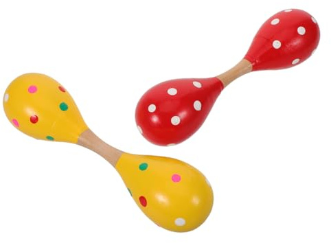 Hohopeti 2 Pièces Maracas Bois Double Tête pour Bébés Jouets Musicaux Précoces Maracas à Main sans Toxines Instruments à Percussion pour Entraînement Rythmique et Développement Sensoriel
