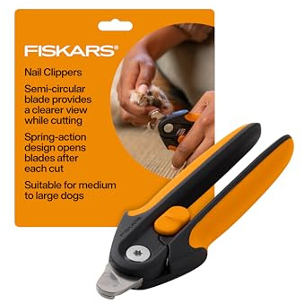 Fiskars Pet Large Nail Clippers, Cat and Dog Nail Trimmers for Grooming, Pet Supplies with Semi-Circular Blade & SoftGrip Handle with Safety Lock, 5.75”, Orange/Black