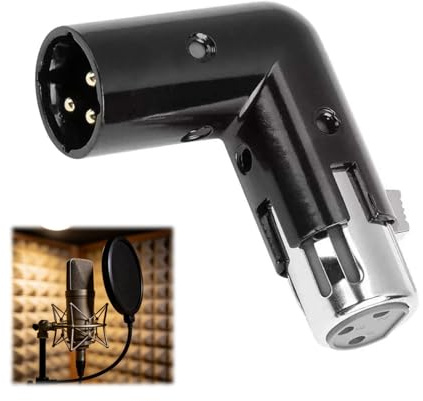 CanQuanSWZX Verstellbarer 90° Winkel XLR Mikrofon Adapter Extender 3Pin, Flexibler Anschluss für Enge Räume, Rechter Winkel Audio Anschluss, Kompatibel mit XLR Verkabelung und Kabeln
