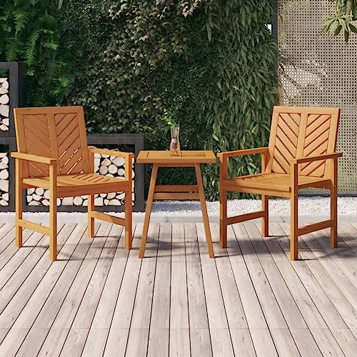 KKHOMEI Balkonmöbel Set mit 1 Tisch & 2 Stühlen, Holz Gartenmöbel Set, Balkonmöbel Kleiner Balkon, Balkonmöbel Set, 2X Gartenstuhl, Sitzgarnitur 2er Set für Garten & Balkon