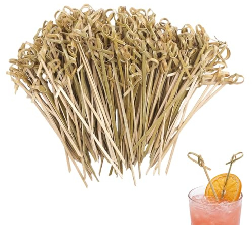 Bambus-Cocktailspieße – 150 Stück Spieße Fingerfood mit Dekorativem Knoten, 12 cm Fingerfood Spieße für Snacks & Antipasti, Schaschlikspieße Holz für Catering & Partys