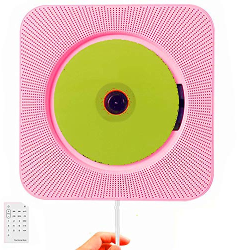 Lettore CD,SUAVER Montaggio a Parete Bluetooth Home Audio Altoparlanti portatile HiFi incorporati con telecomando Radio FM USB U disco MP3 3.5mm Jack auricolare AUX ingresso/uscita (Rosa)