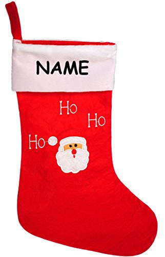 alles-meine.de GmbH 10 Stück Weihnachtssocken & Filzstrümpfe - Weihnachtsmann - HO HO HO - incl. Name - Nikolausstiefel - Nikolausstrumpf/Weihnachtsstiefel - großer Gesch..