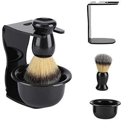 Zerodis 3 In 1 Professionell Rasborste Kit Män Ras Set Med Rasram Bas, Såpboll, Badger Hår Rasborste För Män Far Mann Pojkvän Present