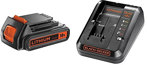 BLACK+DECKER 18 V 2.0 Ah Lithium Ion Battery with 14.4 - 18 V Lithium-Ion 1 Ah Fast Charger - Black/Orange