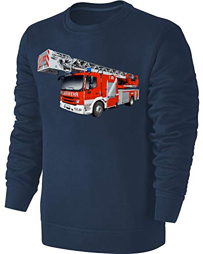 Blackshirt Company Feuerwehrauto Kinder Sweatshirt Feuerwehr Pullover Blau