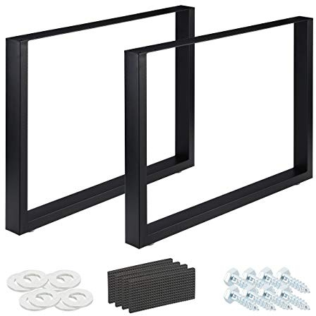Relaxdays Tischkufen 2er Set, versch. Größen, Metall Tischbeine Schreibtisch, Esstisch, Couchtisch, Industrial, schwarz