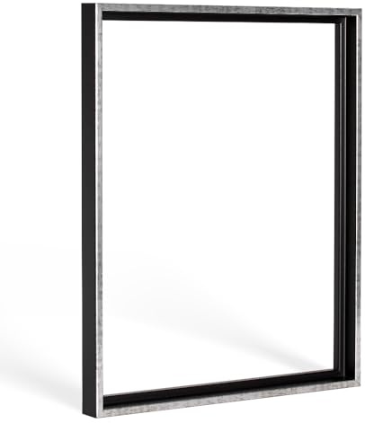 Bildershop-24 Schattenfugenrahmen mit Schattenfuge Lemgo Rahmen für Keilrahmenbilder und Leinwände 50 X 100cm Schwarz Silberglanz Antik