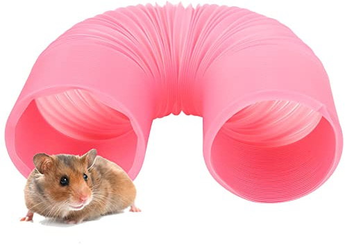 Tubo per Criceti Estensibile in Plastica per Piccoli Animali Tunnel per Criceti Tunnel da Gioco Giocattoli Divertenti per Porcellini D'India Cincillà Ratti e Conigli Nani Furetti(Rosa)