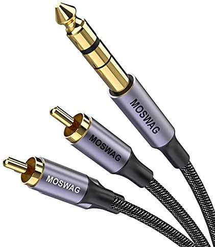 MOSWAG 6,35 mm a 2 RCA Cavo, RCA Cable Oro Placcato 6,35mm (1/4 Pollice) Maschio a 2 RCA Maschio Adattatore Sdoppiatore Audio Stereo RCA Cavo, Adatto Per Altoparlanti, Mixer Audio