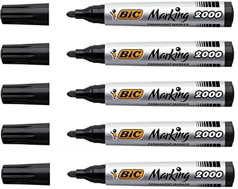 BIC Marking 2000 Permanent Marker Pens Large Black Pack of 5
