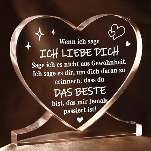 Juratar Ich Liebe Dich Geschenke, Herzförmiges Acryl Heimat Dekoration | Hochzeitstag Jahrestag Geschenk für Ihn und Sie, Ehefrau Geschenk Geburtstag oder Weihnachten