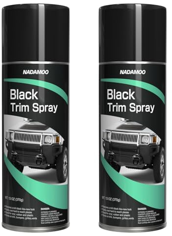 NADAMOO Automotive Black Trim Spray Paint, 2 Cans, Instantly Revives Color for Car Plastic Vinyl Rubber, Vehicle Exterior and Interior Plastic and Trim Restorer Aerosol Paint Can, Satin Finish