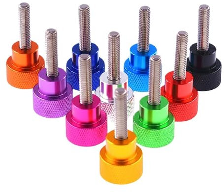 IOFIT 1 Stück Bunte Rändelschraube aus Aluminiumlegierung + Edelstahl, Flacher Kopf, gerändelter Handgriffknopf, Stufenschrauben (Color : Royal Blue, Size : UNC 6-32x4mm)